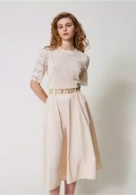 New Collection TWINSET MIDI SKIRT IN POPLIN WITH BELT