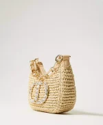 New Collection TWINSET MINI CROISSANT STRAW HOBO BAG