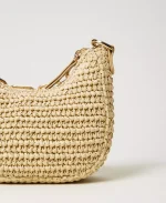 New Collection TWINSET MINI CROISSANT STRAW HOBO BAG