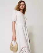 New Collection TWINSET MINI CROISSANT STRAW HOBO BAG