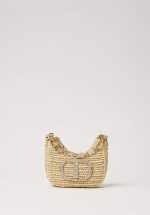 New Collection TWINSET MINI CROISSANT STRAW HOBO BAG
