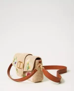 Sales TWINSET AMIE STRAW BAG WITH EMBROIDERY