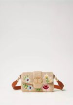 Sales TWINSET AMIE STRAW BAG WITH EMBROIDERY