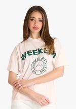 New Collection VICOLO PINK COTTON WOMENS WEEKEND T-SHIRT