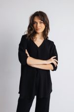 Clothes OPEN FASHION BLOUSE WITH SLEEVE AND RUFFLE IN THE MIDDLE