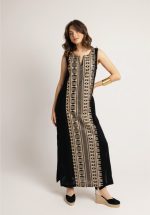 New Collection OPEN FASHION DRESS WITH GOLDEN EMBROIDERY