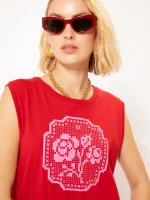 New Collection WE ARE SLEEVELESS COTTON DRESS KENTIMA RED