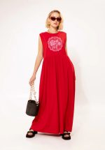 New Collection WE ARE SLEEVELESS COTTON DRESS KENTIMA RED
