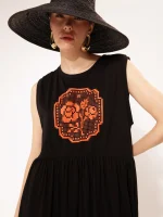 New collection WE ARE SLEEVELESS COTTON DRESS KENTIMA BLACK