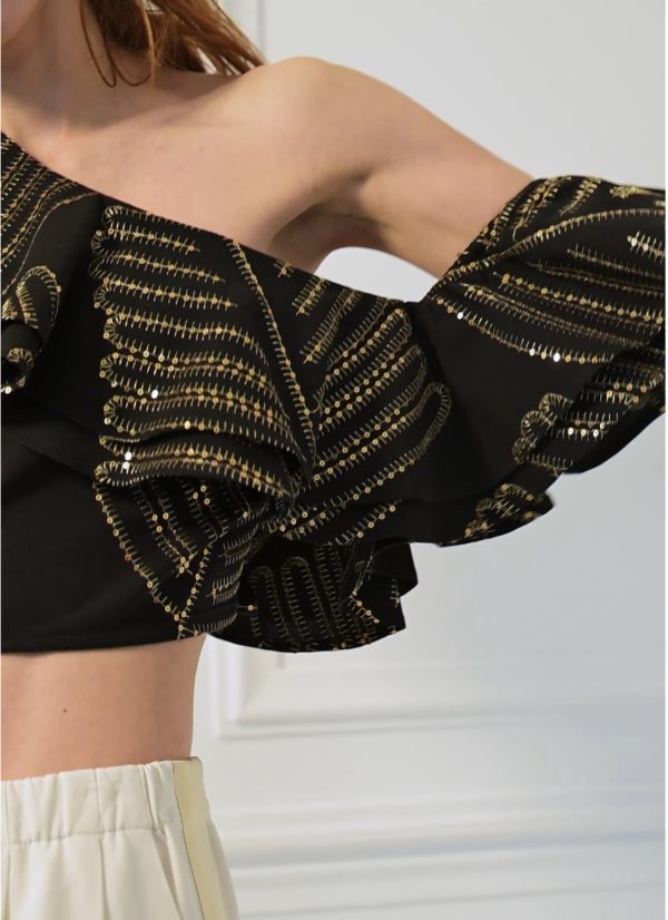 Clothes AVANT GARDE SEQUIN EMBROIDERED CROP TOP