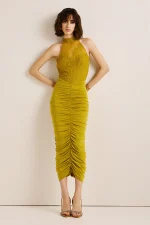 New Collection ANNA SAMOUKA TURTLENECK MIDI LACE DRESS