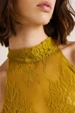 New Collection ANNA SAMOUKA TURTLENECK MIDI LACE DRESS