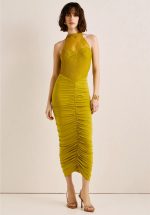 New Collection ANNA SAMOUKA TURTLENECK MIDI LACE DRESS