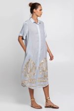 New Collection GREEK ARCHAIC KORI EMBROIDERED SHIRT DRESS