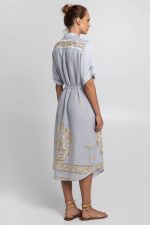 New Collection GREEK ARCHAIC KORI EMBROIDERED SHIRT DRESS