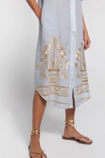 New Collection GREEK ARCHAIC KORI EMBROIDERED SHIRT DRESS