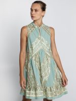 New Collection GREEK ARCHAIC KORI TRIANGLE EMBROIDERED COTTON MINI DRESS