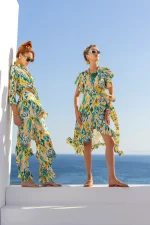 Sales C MANOLO PRINTED RUFFLED DRESS