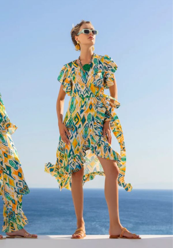 Sales C MANOLO PRINTED RUFFLED DRESS