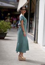 Sales CKONTOVA MINT SATIN MIDI WRAP DRESS