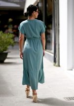 Sales CKONTOVA MINT SATIN MIDI WRAP DRESS