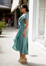 Sales CKONTOVA MINT SATIN MIDI WRAP DRESS