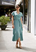Sales CKONTOVA MINT SATIN MIDI WRAP DRESS