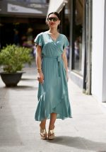Sales CKONTOVA MINT SATIN MIDI WRAP DRESS