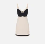 Clothes ELISABETTA FRANCHI DRESS IN DOUBLE LAYER STRETCH CRÊPE FABRIC WITH EMBROIDERED SCALLOP