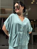 Clothing ATHINA KLO SATIN MINIMAL JACKET BLOUSE