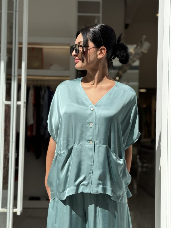 Clothes ATHINA KLO SATIN MINIMAL JACKET BLOUSE
