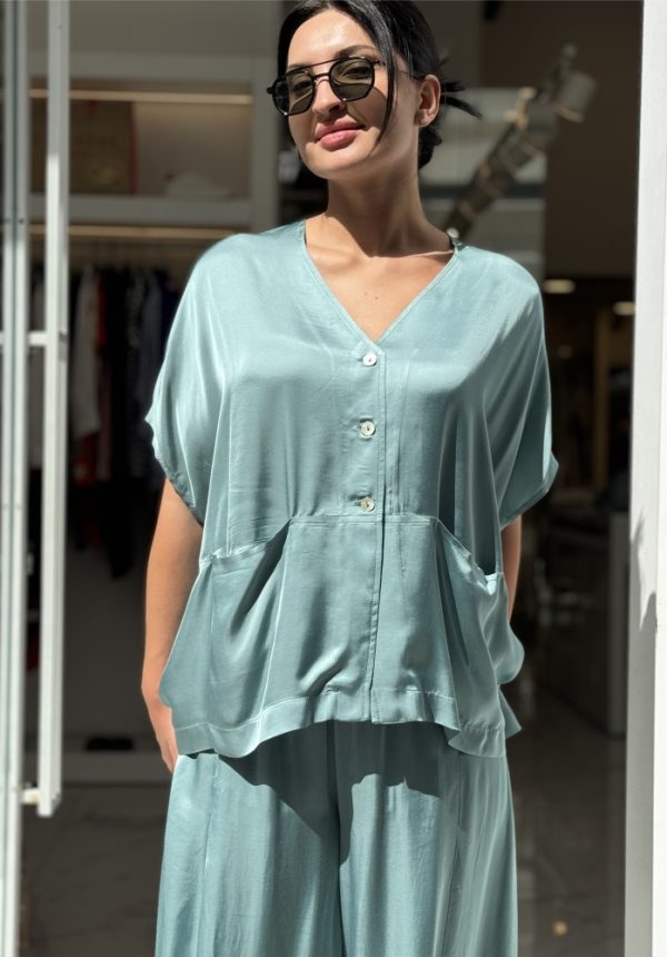 Clothes ATHINA KLO SATIN MINIMAL JACKET BLOUSE