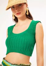 Clothing WE ARE KNITTED CROP TOP GREEN