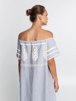 New collection GREEK ARCHAIC KORI EMBROIDERED OFF SHOULDER DRESS