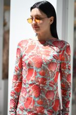 SUMMER SALES C MANOLO PRINTED TULLE MAXI DRESS
