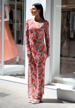 SUMMER SALES C MANOLO PRINTED TULLE MAXI DRESS