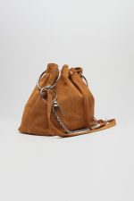 New collection LEATHER TWIST ARIA LARGE SUEDE TABAC BAG
