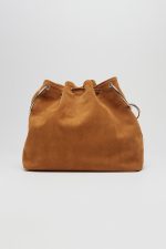 New collection LEATHER TWIST ARIA LARGE SUEDE TABAC BAG