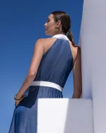 New Collection C MANOLO DENIM HALTER NECK DRESS