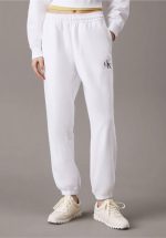 New Collection CALVIN KLEIN JEANS WHITE LOGO SWEATPANTS