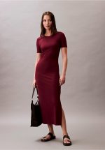 New collection CALVIN KLEIN JEANS MODAL STRETCH RIB MIDI DRESS
