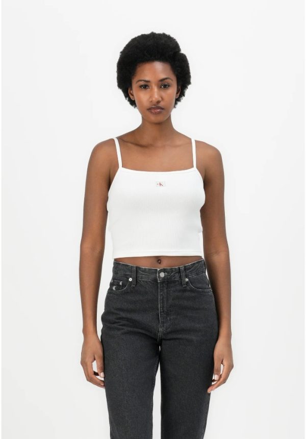 New Collection CALVIN KLEIN JEANS RIB CROP TANK TOP