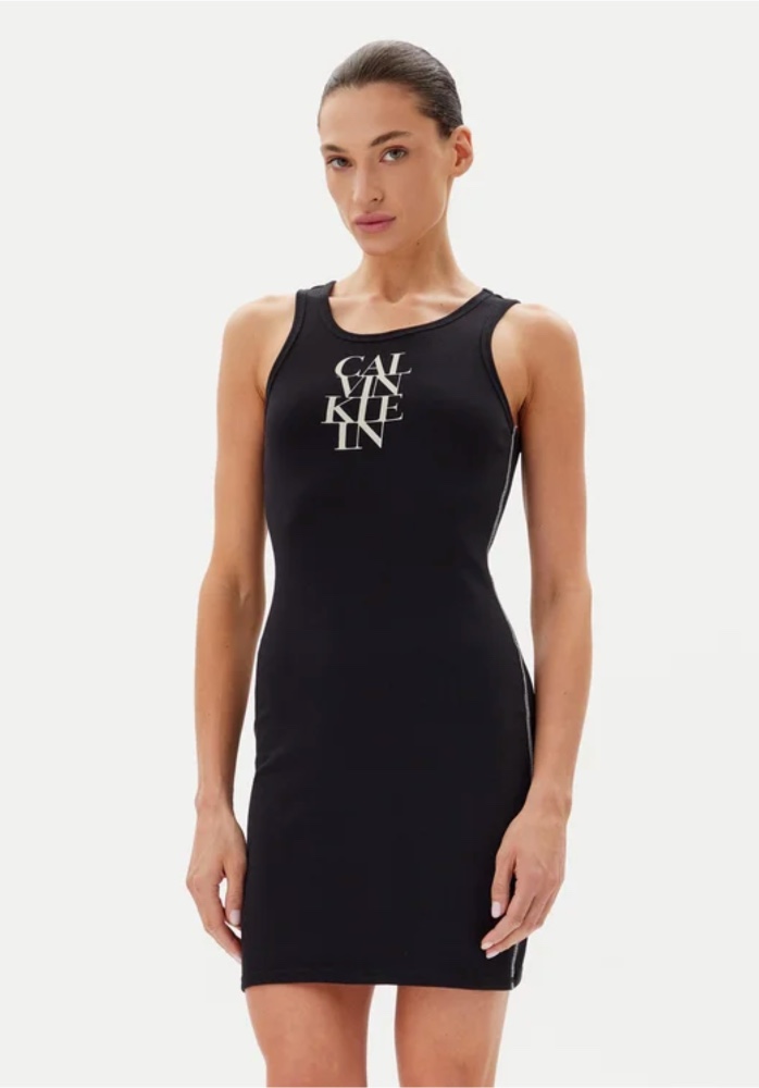 New Collection CALVIN KLEIN JEANS LOGO GRAPHIC RIBBED TANK DRESS New Collection CALVIN KLEIN JEANS LOGO GRAPHIC RIBBED TANK DRESS