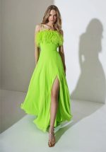 Clothes ALLURE EVENING MAXI DRESS WITH FEATHERS