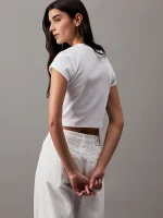 New Collection CALVIN KLEIN JEANS SLIM CROPPED RIBBED T-SHIRT