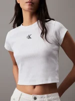 New Collection CALVIN KLEIN JEANS SLIM CROPPED RIBBED T-SHIRT