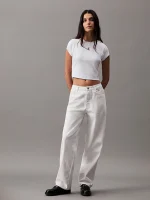 New Collection CALVIN KLEIN JEANS SLIM CROPPED RIBBED T-SHIRT