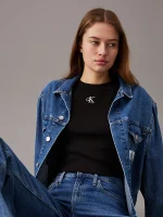 New Collection CALVIN KLEIN JEANS SLIM CROPPED RIBBED T-SHIRT