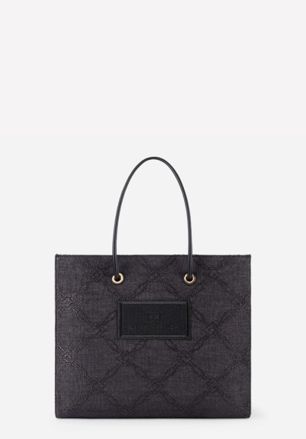 Bags ELISABETTA FRANCHI LARGE TOTE BAG IN JACQUARD RAFFIA