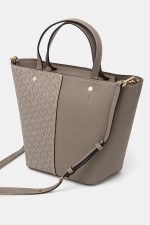 New collection MICHAEL KORS FLORA MEDIUM SIGNATURE LOGO AND PEBBLED LEATHER TOTE BAG